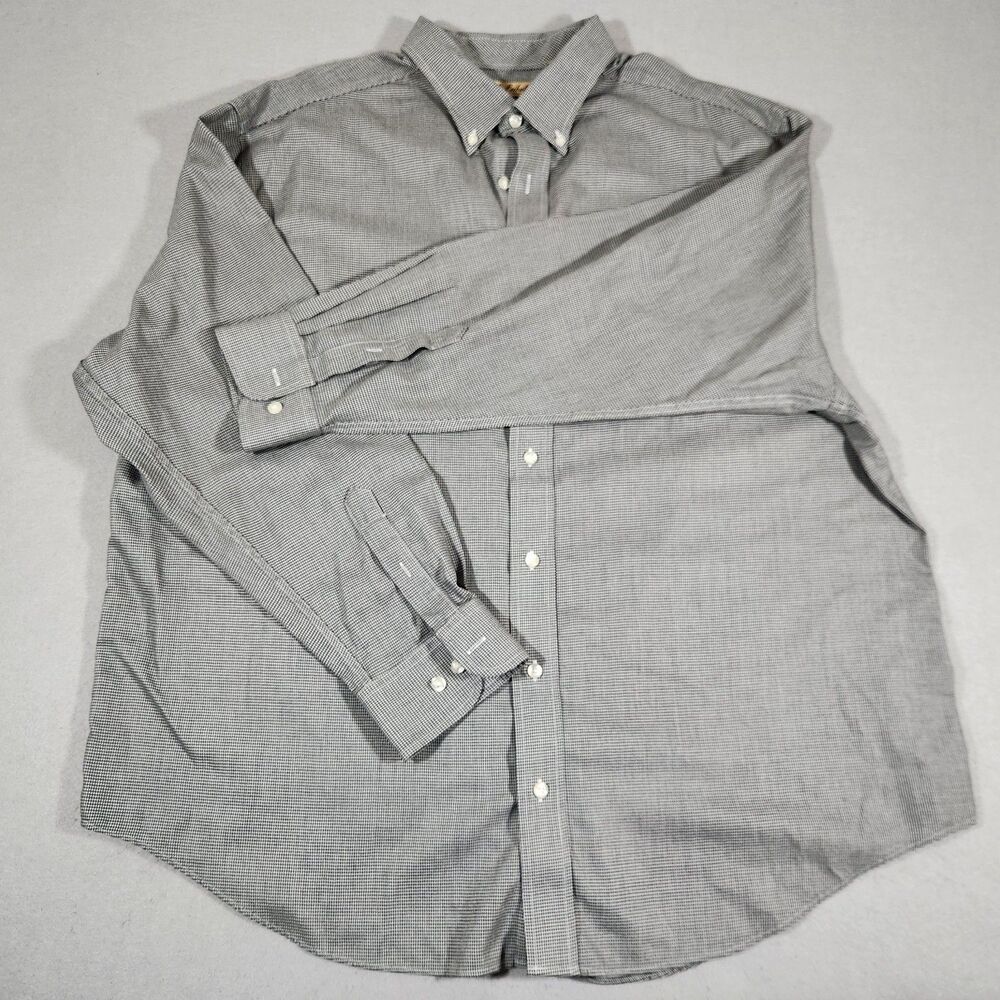 Roundtree & Yorke Gold Label Non-Iron Gingham White/Black/ Gray Mens Shirt 2XB